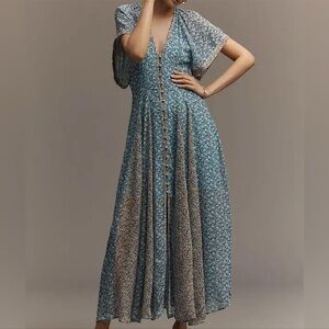 Anthropologie x Maeve Pleated Button Dress